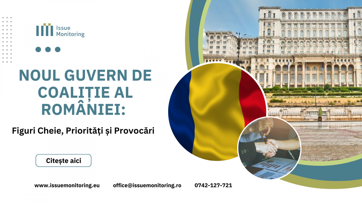 banner cu steagul romaniei, 2 profesionisti care isi strang mana si palatul parlamentului